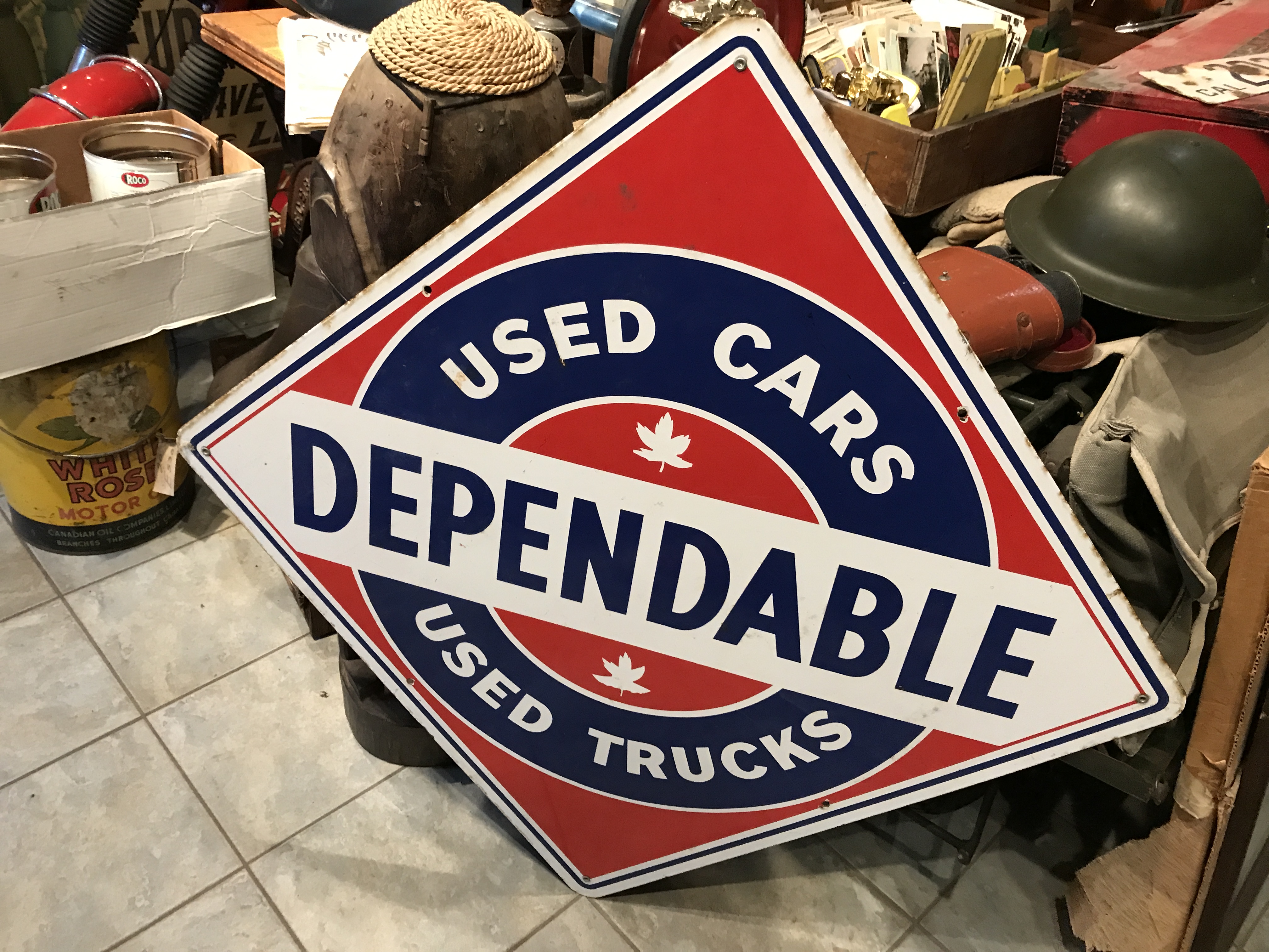 Original Porcelain Dependable Used Car Sign