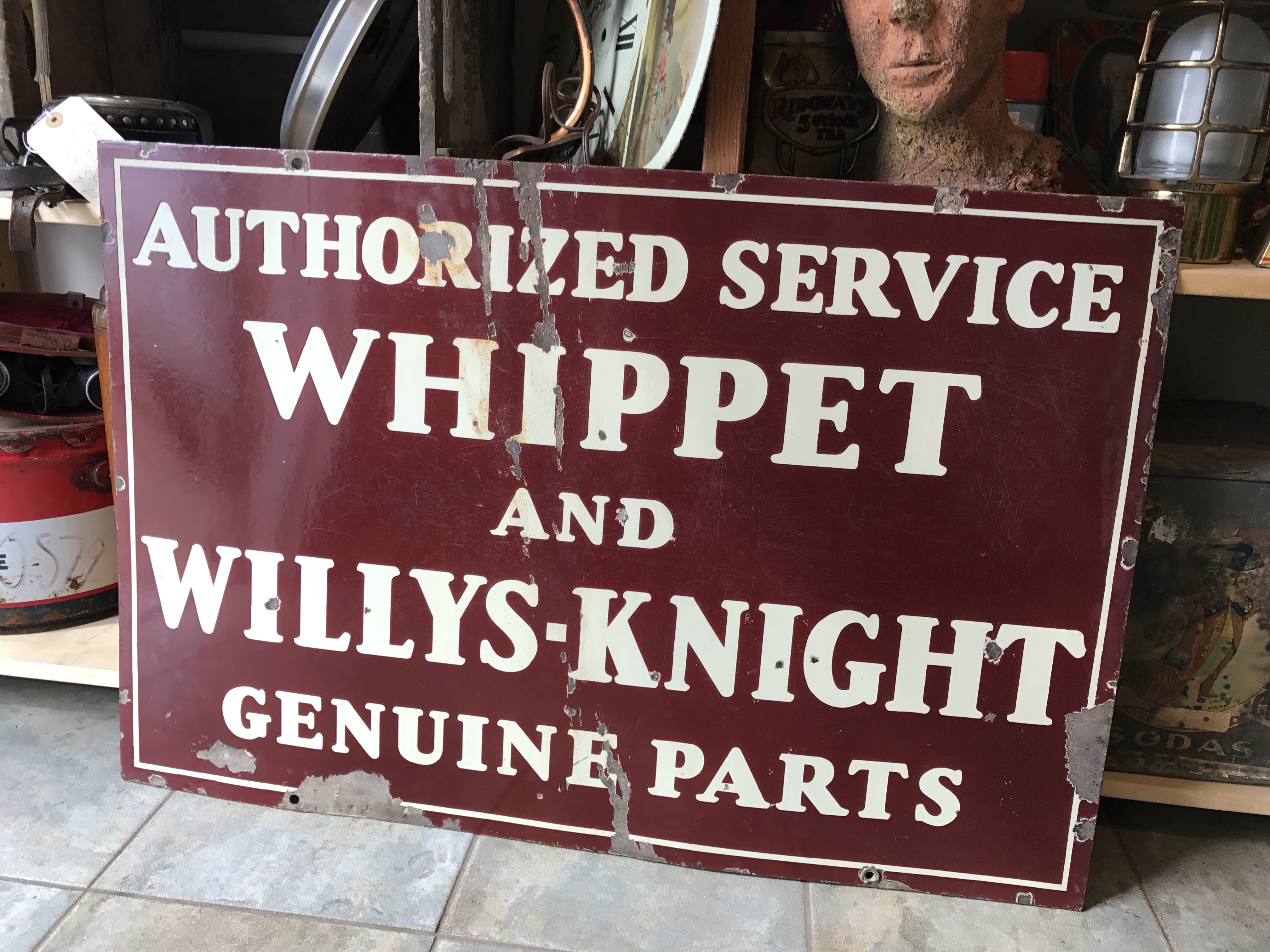 Porcelain Whippet Willys-knight Dealership Sign. 1920-30