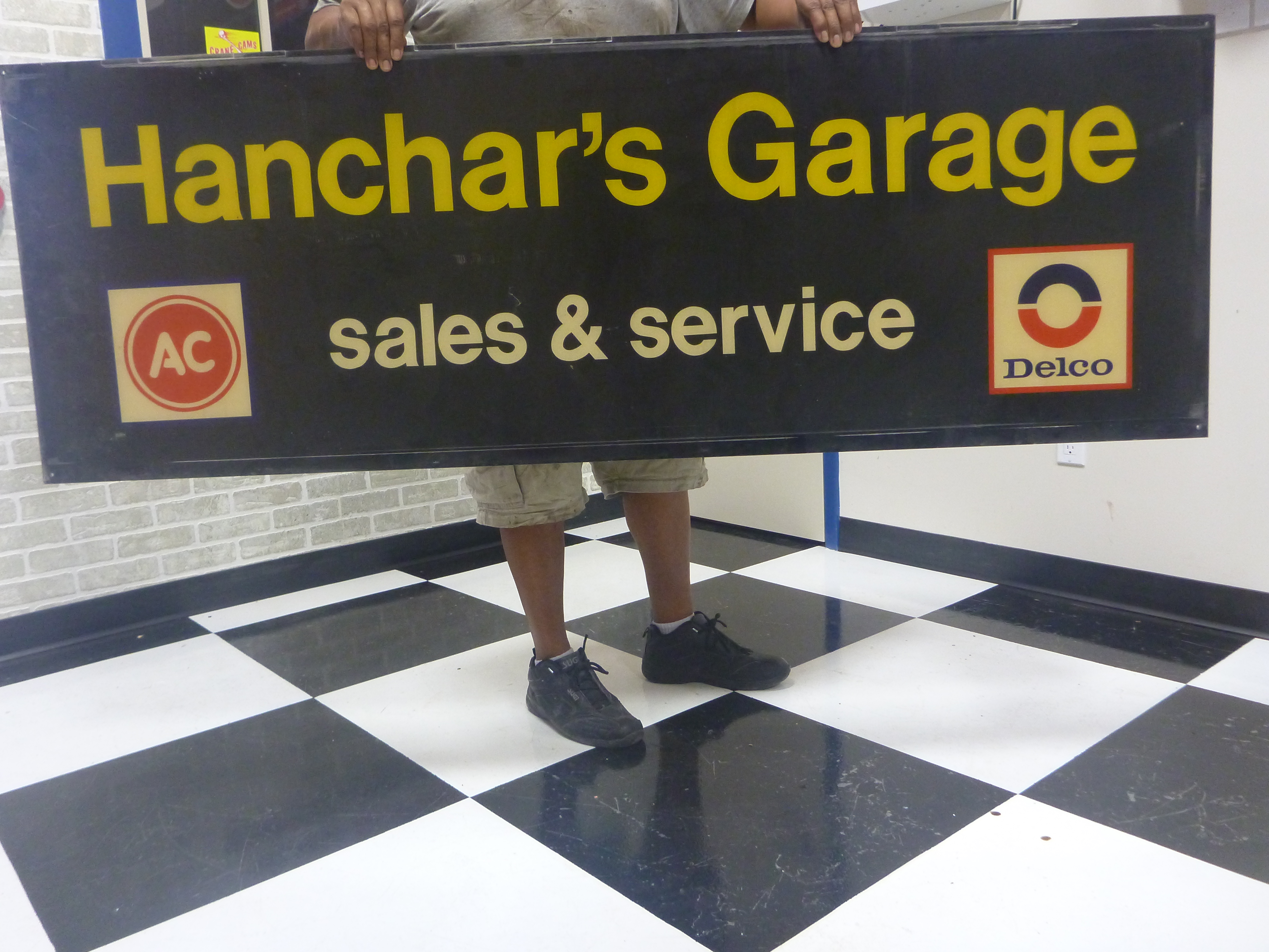 Vintage Hanchar’s Garage AC Delco Sign